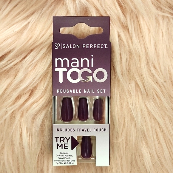 Brand New SALON PERFECT MANI-TO-GO REUSABLE FALSE NAILS-M - Picture 1 of 4